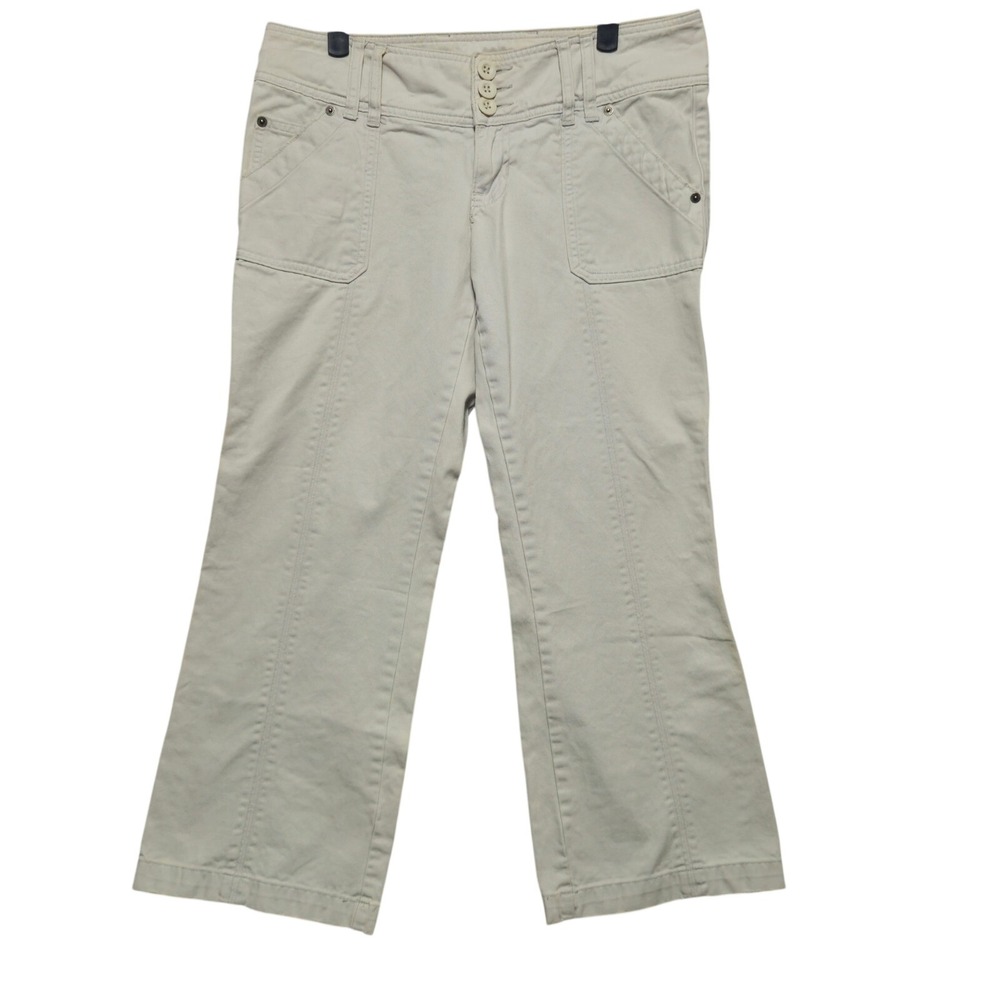 HOLLISTER Vintage Capri Pants Womens Size 9 Beige Cotton Khaki Cropped Y2K Pants